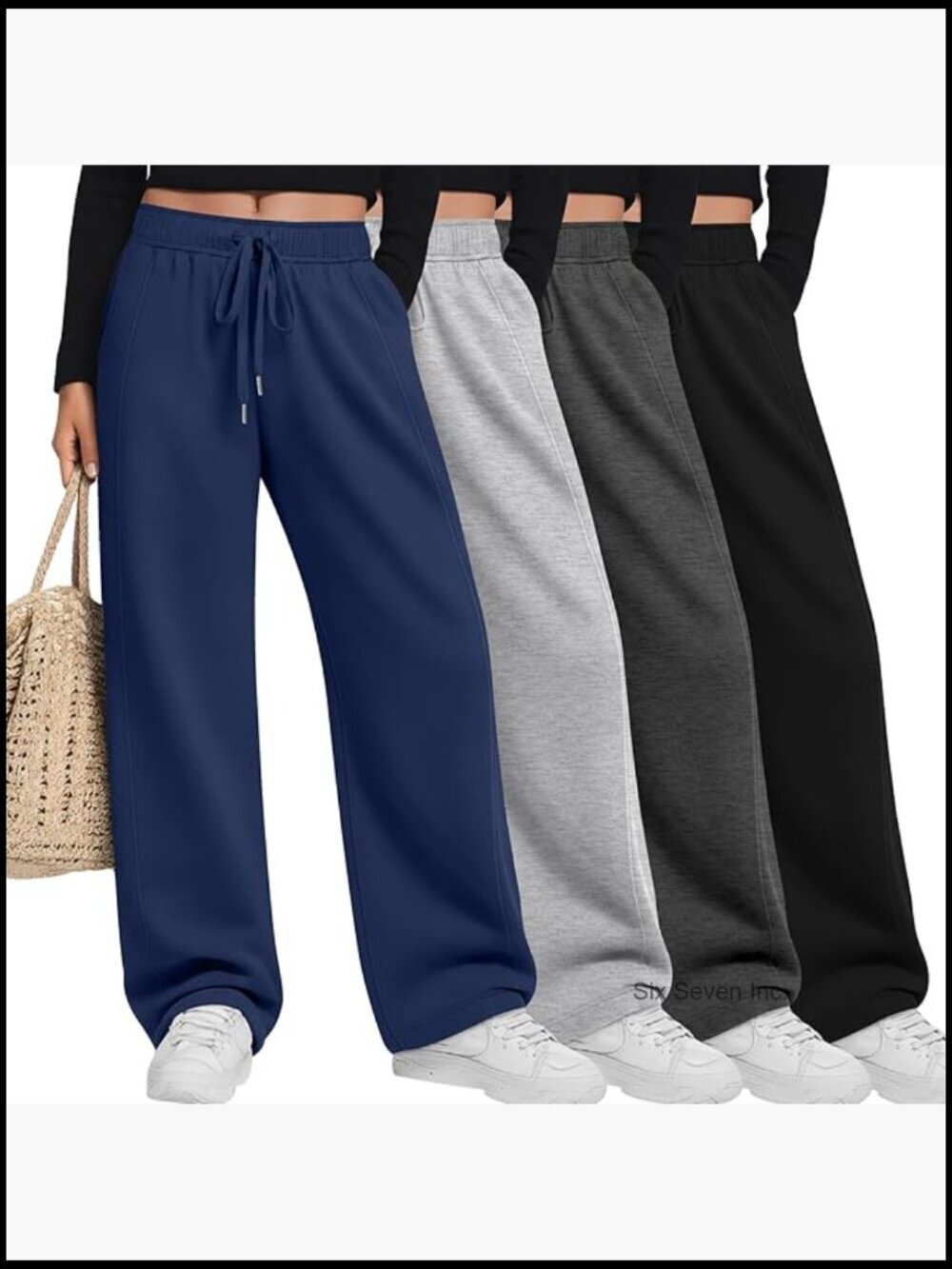 Plus Size Wide Leg Lounge Pants High Waisted Drawstring Sweatpants with Pockets
